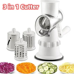 New 3 in 1 Vegetable Cutter, Multifunctional Vegetable Slicer, Drum Slicer for Kitchen - 3 in 1 Rotary Cheese Grater Slicer and Peeler - Manual Hand Cutter - Drum Grater Machine kaddu kash