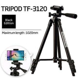 3120 - Tripod Camera Stand With Mobile Holder - Black