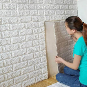 Pack of 3 3D Brick Stone Wall Sticker Self-Adhesive Foam Wallpaper Panels Room Decal 70x77cm