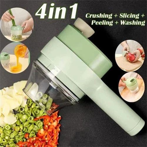 4 in 1 Handheld Electric Vegetable Cutter, USB Rechargeable Vegetable Cutter Slicer