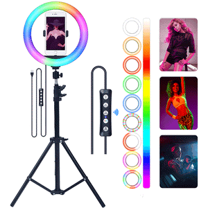 45cm RGB Ring Light 18 inch with 7ft Tripod Stand for Phone Camera iPad Selfie Live Stream YouTube TikTok Video Shooting Best Lighting Atmosphere Ringlight (18 inch)