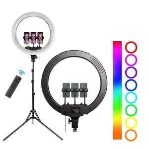 45cm RGB Ring Light 18 inch with 7ft Tripod Stand for Phone Camera iPad Selfie Live Stream YouTube TikTok Video Shooting Best Lighting Atmosphere Ringlight (18 inch)