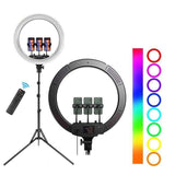 45cm RGB Ring Light 18 inch with 7ft Tripod Stand for Phone Camera iPad Selfie Live Stream YouTube TikTok Video Shooting Best Lighting Atmosphere Ringlight (18 inch)