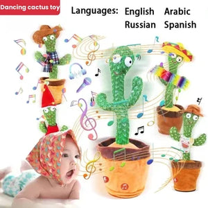 Dancing Talking Cactus Toys Singing Mimicking Recording Repeating What You Say Glow Stuffed Toy For Baby Boys Girl With clothing