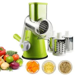 New 3 in 1 Vegetable Cutter, Multifunctional Vegetable Slicer, Drum Slicer for Kitchen - 3 in 1 Rotary Cheese Grater Slicer and Peeler - Manual Hand Cutter - Drum Grater Machine kaddu kash