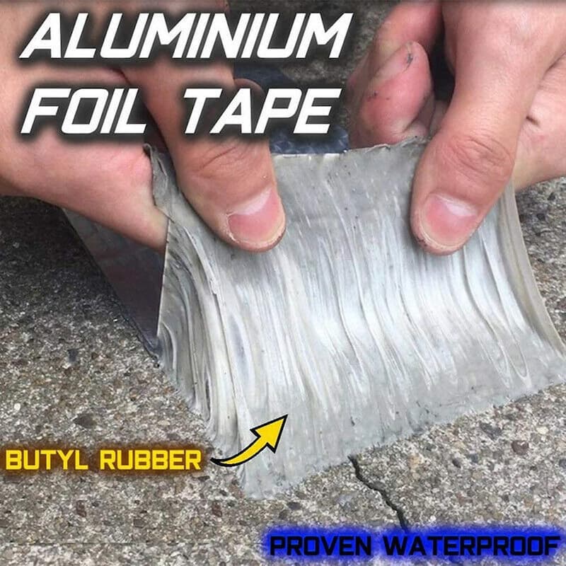 Bundle of 2 Aluminum Foil Butyl Rubber Tape Adhesive Waterproof Flex Tape Power Pipe Leakage Tape