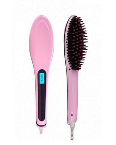 FAST HQT-906 - Electric Hair Straightener Brush - Pink