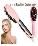 FAST HQT-906 - Electric Hair Straightener Brush - Pink