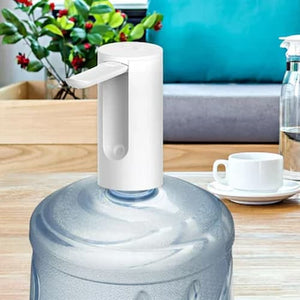 Folding Electric Water Dispenser Pump Rechargeable Portable USB Charging Auto Wireless Drinking Water 19L Bottle with Blue Light - White