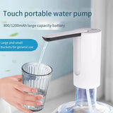 Folding Electric Water Dispenser Pump Rechargeable Portable USB Charging Auto Wireless Drinking Water 19L Bottle with Blue Light - White