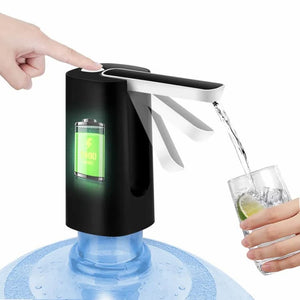 Folding Electric Water Dispenser Pump Rechargeable Portable USB Charging Auto Wireless Drinking Water 19L Bottle with Blue Light - White