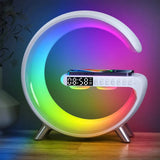 G Lamp Speaker With Digital Clock, RGB Multifunction Wireless Charger Alarm Clock Speaker, Home Decor Smart Lamp