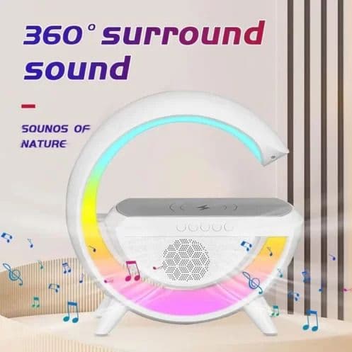 G500 LED Wireless Charging Bluetooth Speaker Smart Table Night Light BT Music Player Phone Wireless Charging RGB Desk Lamp without Clock