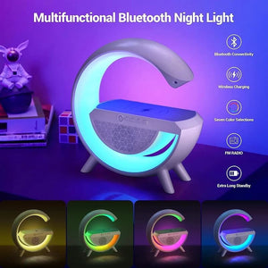 G500 LED Wireless Charging Bluetooth Speaker Smart Table Night Light BT Music Player Phone Wireless Charging RGB Desk Lamp without Clock