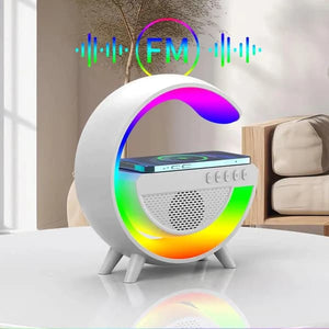 G500 LED Wireless Charging Bluetooth Speaker Smart Table Night Light BT Music Player Phone Wireless Charging RGB Desk Lamp without Clock