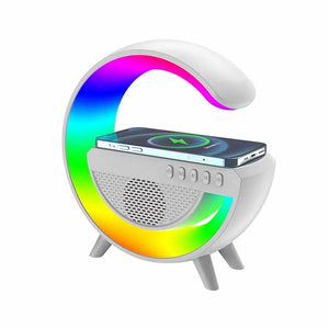 G500 LED Wireless Charging Bluetooth Speaker Smart Table Night Light BT Music Player Phone Wireless Charging RGB Desk Lamp without Clock