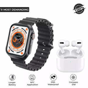 H20 Ultra Smart Watch 10 IN 1  with Earbud 7 Straps With 1 Watch Case