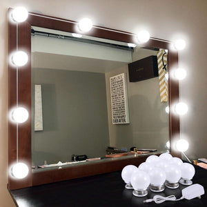 Hollywood Style LED Vanity Mirror Lights Kit with 10 Dimmable Bulbs For Makeup Dressing Fixture Strip For Makeup Mirror Vanity Table Set