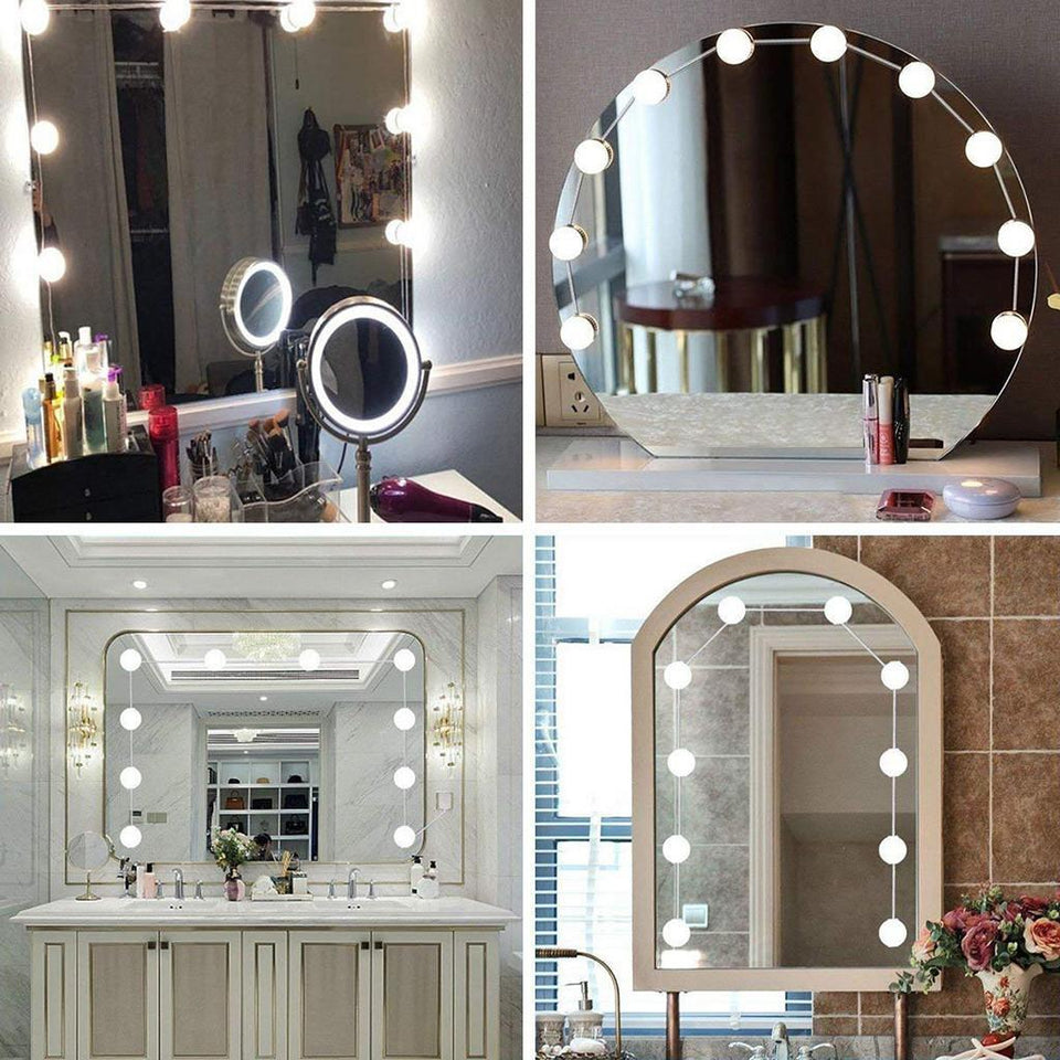 Hollywood Style LED Vanity Mirror Lights Kit with 10 Dimmable Bulbs For Makeup Dressing Fixture Strip For Makeup Mirror Vanity Table Set