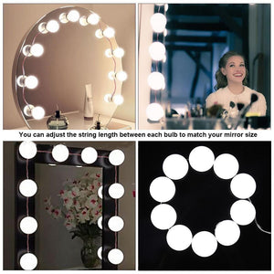 Hollywood Style LED Vanity Mirror Lights Kit with 10 Dimmable Bulbs For Makeup Dressing Fixture Strip For Makeup Mirror Vanity Table Set