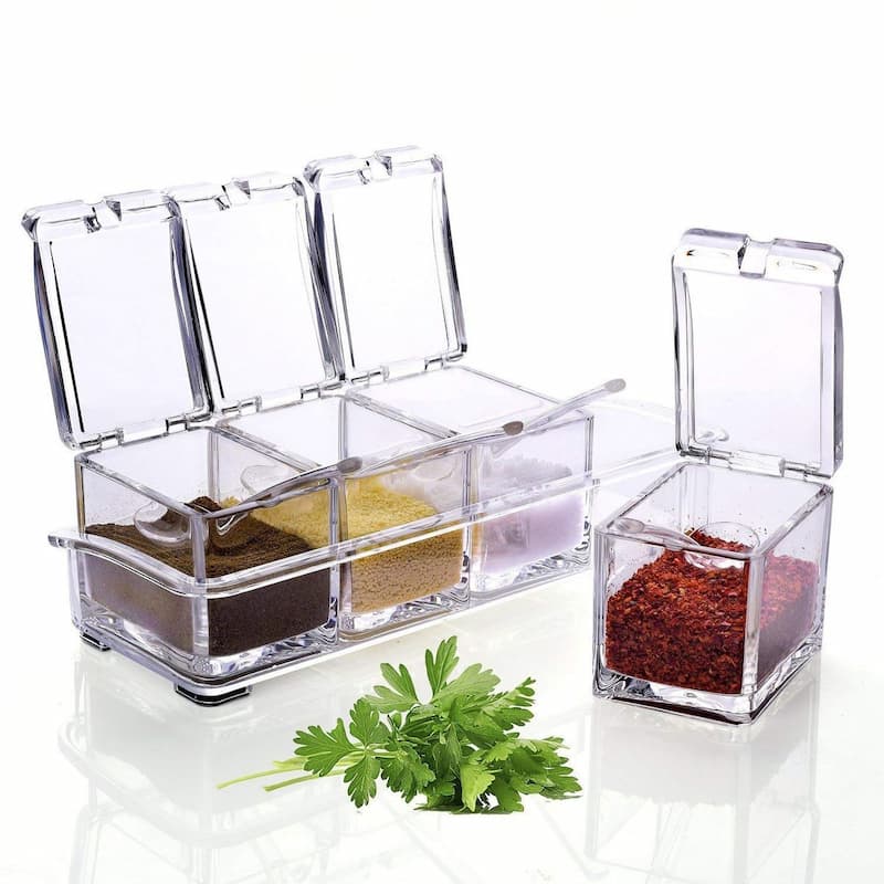 Crystal Spice Box / Masala Box / 4-in-1 Seasoning Storage box