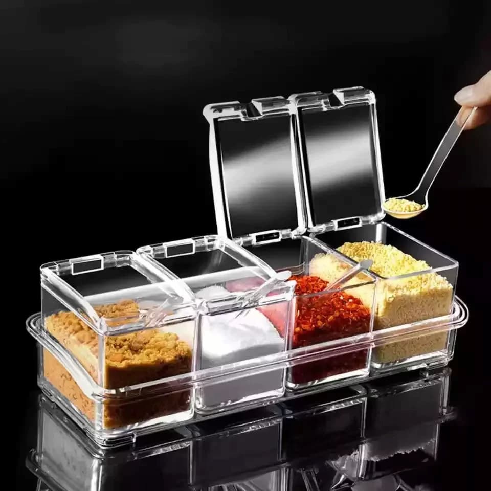 Crystal Spice Box / Masala Box / 4-in-1 Seasoning Storage box