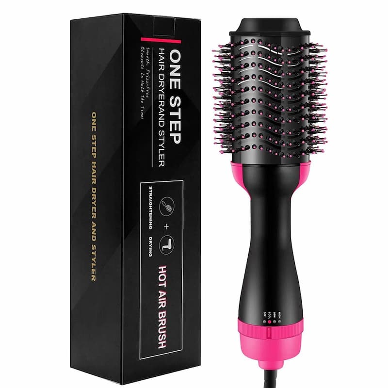 Hot Hair Dryer Air Brush Straightener & Volumizer, Professional One-Step Hot Air Brush with Enhanced Titanium Barrel, Hair Dryer And Styler in One