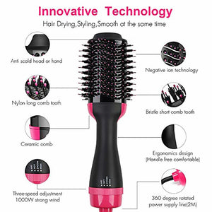 Hot Hair Dryer Air Brush Straightener & Volumizer, Professional One-Step Hot Air Brush with Enhanced Titanium Barrel, Hair Dryer And Styler in One