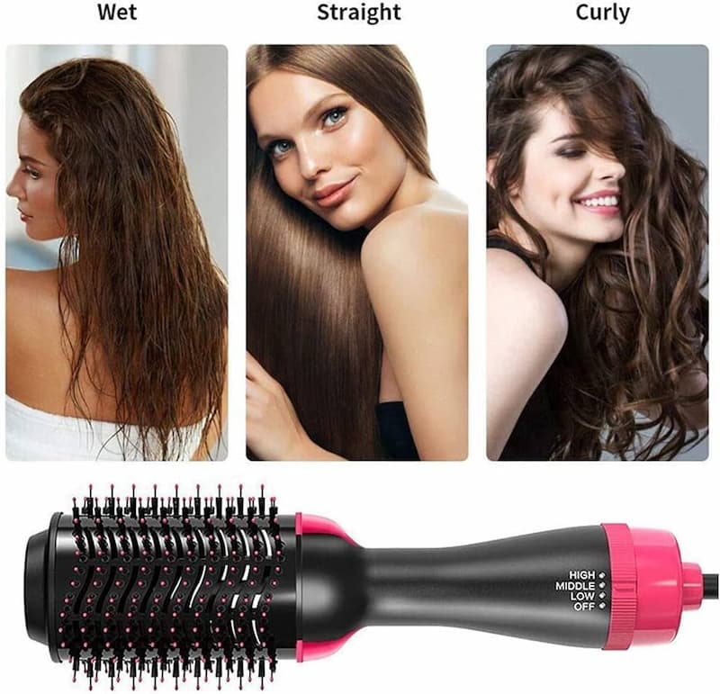 Hot Hair Dryer Air Brush Straightener & Volumizer, Professional One-Step Hot Air Brush with Enhanced Titanium Barrel, Hair Dryer And Styler in One