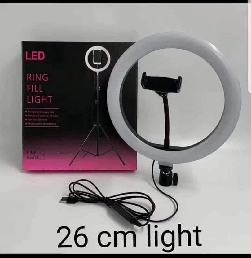 10 inch / 26cm RingLight (STAND IS NOT INCLUDED) With Phone Holder & 3 Shades of Colours Only Ring light For Video Making Selfie Ring Light Photography Dimmable Makeup 26cm Ring Light Video Live 12w 5500k LED