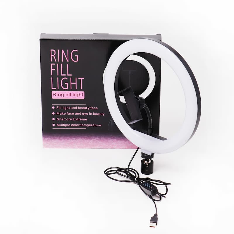 10 inch / 26cm RingLight (STAND IS NOT INCLUDED) With Phone Holder & 3 Shades of Colours Only Ring light For Video Making Selfie Ring Light Photography Dimmable Makeup 26cm Ring Light Video Live 12w 5500k LED