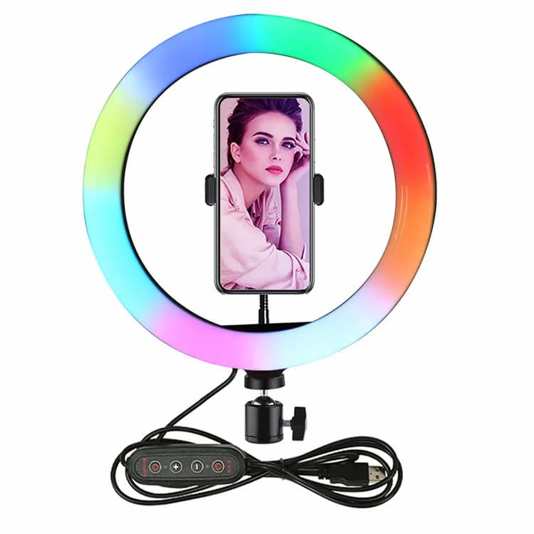 MJ26 10 Inch RGB Led Ring Light With PHONE HOLDER (STAND IS NOT INCLUDED) Circle Ring Selfie Led Photographic Studio Light For Youtube Live Show