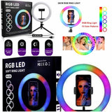 MJ26 10 Inch RGB Led Ring Light With PHONE HOLDER (STAND IS NOT INCLUDED) Circle Ring Selfie Led Photographic Studio Light For Youtube Live Show