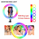 MJ26 10 Inch RGB Led Ring Light With PHONE HOLDER (STAND IS NOT INCLUDED) Circle Ring Selfie Led Photographic Studio Light For Youtube Live Show