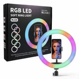 MJ26 10 Inch RGB Led Ring Light With PHONE HOLDER (STAND IS NOT INCLUDED) Circle Ring Selfie Led Photographic Studio Light For Youtube Live Show