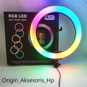 MJ33 RGB LED Soft Ring Light 33CM (13-inch) With Phone Holder (WITHOUT STAND)