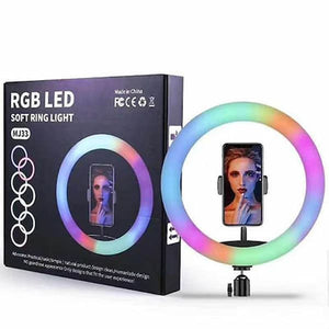 MJ33 RGB LED Soft Ring Light 33CM (13-inch) With Phone Holder (WITHOUT STAND)