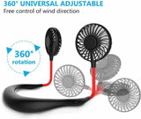 Sports Fan, USB Neckband Fan Mini Hand Free Personal, Rechargeable Portable Wearable Fan, 3 Level Air Flow. 360 Degree Free Rotation Perfect for Sports, Office and Outdoor High Quality