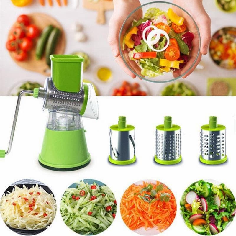 Drum Grater Table Top 3 in 1Multi-Functional Home Kitchen Drum Fruit Vegetable Rotatory Grater Slicer Manual Round Tabletop Drum Grater Slicer Cutter