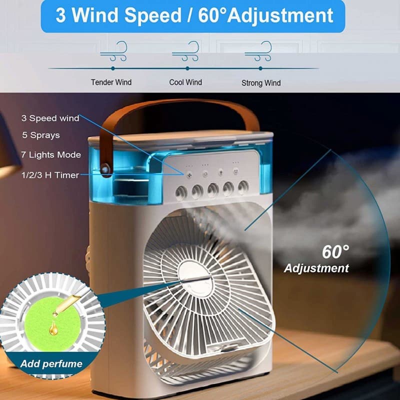 Trending Mini Air Conditioner Fan Premium 3 In 1 Desk Cooling Fan Spray Fan