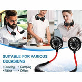 Sports Fan, USB Neckband Fan Mini Hand Free Personal, Rechargeable Portable Wearable Fan, 3 Level Air Flow. 360 Degree Free Rotation Perfect for Sports, Office and Outdoor High Quality