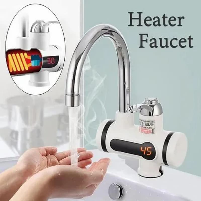 Instant Hot Water Tap Electric Geyser for Bathroom or Kitchen Basin wit LED Display