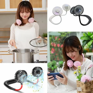 Sports Fan, USB Neckband Fan Mini Hand Free Personal, Rechargeable Portable Wearable Fan, 3 Level Air Flow. 360 Degree Free Rotation Perfect for Sports, Office and Outdoor High Quality