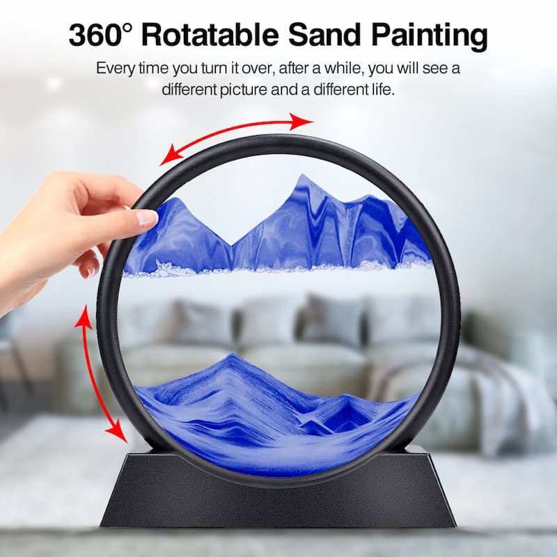 3D Moving Sand Art Lamp, Sand Lamp, Flowing Sand Painting Night Light, Creative Sand Art Liquid Motion Living Room Bedroom Table Lamp, Aesthetic Table Lamp, Hourglass Sand scape