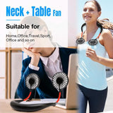 Sports Fan, USB Neckband Fan Mini Hand Free Personal, Rechargeable Portable Wearable Fan, 3 Level Air Flow. 360 Degree Free Rotation Perfect for Sports, Office and Outdoor High Quality