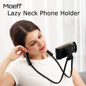 Bundle of 2 Lazy Bendable Flexible Hang Neck Phone Holder 360 Degree Rotation Mobile Stand -Black