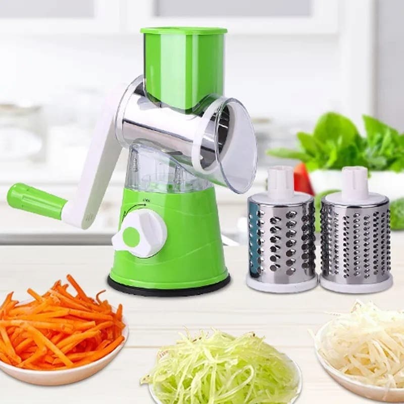 Manual Vegetable Cutter Slicer Round ,Grater, 3 in1 Slicer, Table top Drum Grater