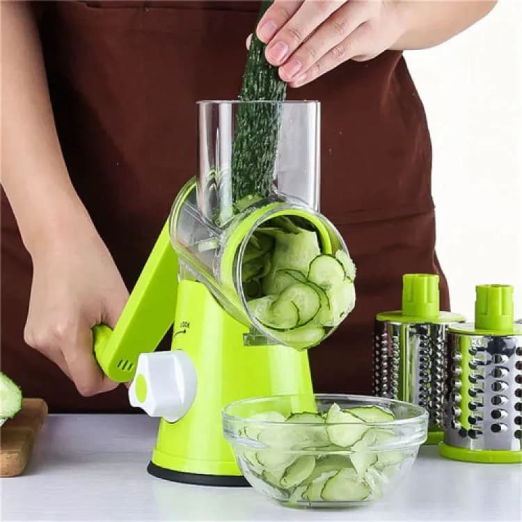 Manual Vegetable Cutter Slicer Round ,Grater, 3 in1 Slicer, Table top Drum Grater