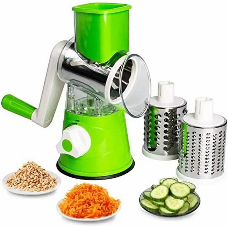 Manual Vegetable Cutter Slicer Round ,Grater, 3 in1 Slicer, Table top Drum Grater