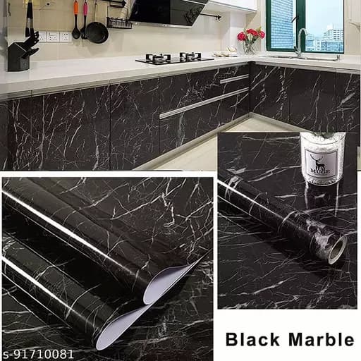 Pack of 3 Marble Sheet for Kitchen 60x200cm Wall Paper Waterproof Heat Resistant Self Adhesive Anti Oil Kitchen Wallpaper